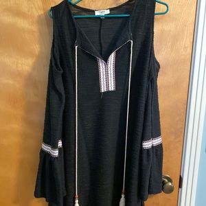 Bell sleeve, cold shoulder tunic